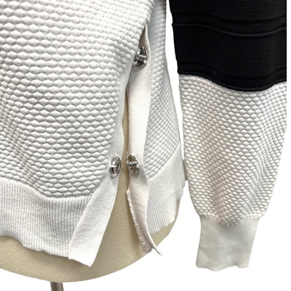 Jonathan Simkhai Black & White Side Snap Colorblock Textured Sweatshirt Medium - Picture 6 of 12